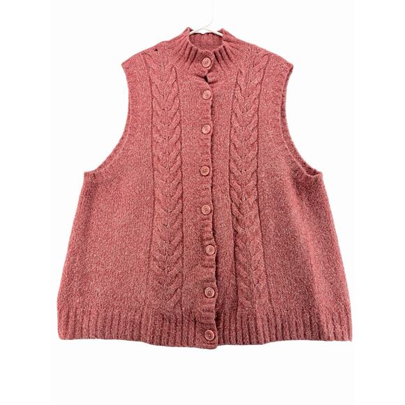 L.L. Bean Wool Blend Cable Knit Sweater Vest Red Women's 2XL Gorpcore Cabin - Picture 1 of 8
